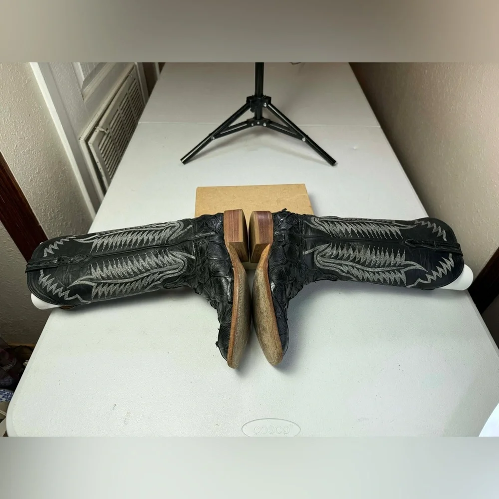 LUCCHESE CLASSIC Pirarucu Fish Made in USA Women boots Size 7 Extremely rare - Picture 7 of 14